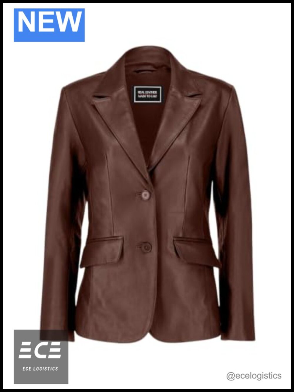 Womens Real Lambskin Leather Blazer Classic Notch Lapel Button Coat